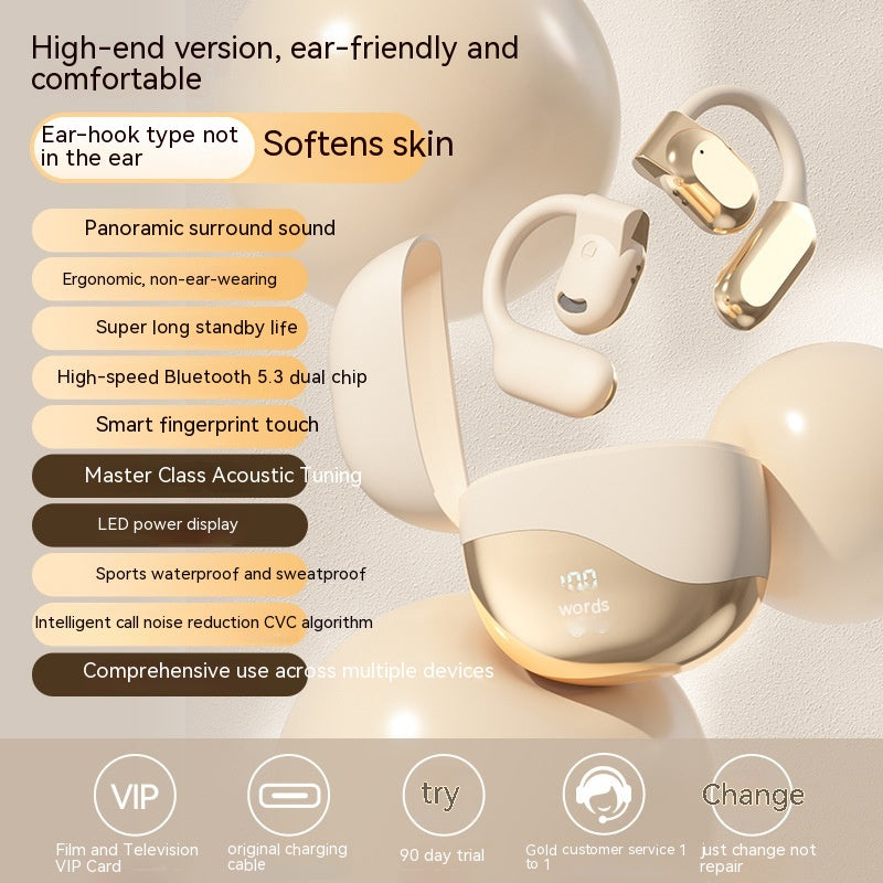 M62 Wireless Ear Hook Bluetooth Headset | Bone Conduction, 8H Battery, Noise Reduction & Breathing Light