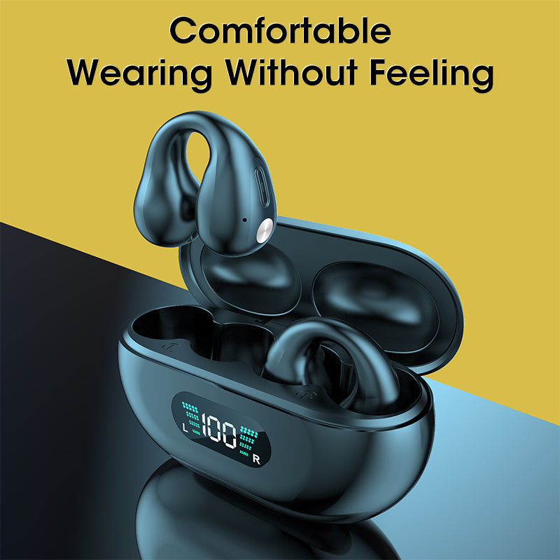 Q80 Bone Conduction Bluetooth 5.3 Ear Clip Headset | Noise Reduction, Voice Control & Multipoint | Open-Ear Stereo