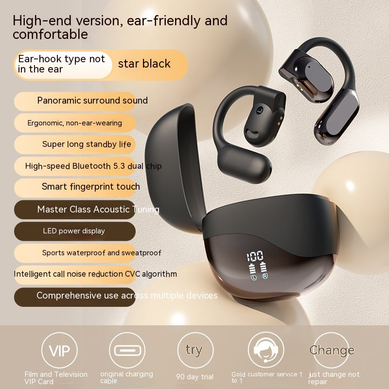 M62 Wireless Ear Hook Bluetooth Headset | Bone Conduction, 8H Battery, Noise Reduction & Breathing Light
