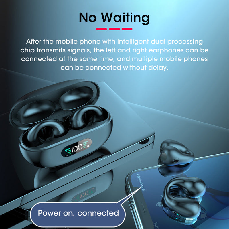 Q80 Bone Conduction Bluetooth 5.3 Ear Clip Headset | Noise Reduction, Voice Control & Multipoint | Open-Ear Stereo