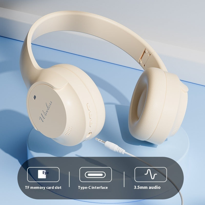 Wireless Bluetooth Over-Ear Headset | Active Noise Reduction, 8H Battery | For Phone & Computer – Beige, Black, Purple